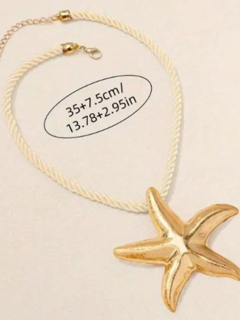 Oceanic Starfish Pendant Necklace Gold-Tone Copper Plated Statement Jewelry - Picture 4 of 7